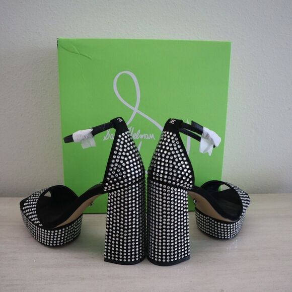 Sam Edelman I3466M1 Sz 7M Black Nellie Glitz Platform Heeled Sandals $190 - Picture 7 of 13